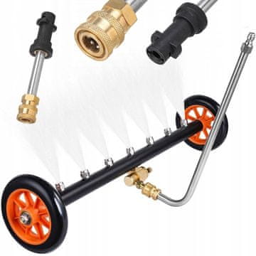 Rosfix Sulica za pranje podvozja na kolesih s 1/4" hitrim priključkom - 7 lukenj za šobe + Sulica / adapter (1/4QRC-Karcher K) Bajonet za priklop pribora