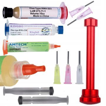 Rosfix Metal Flux ožemalnik s 3 dozirnimi iglami + + Flux RMA-223 + Kingbo 218 10cc + NC-559-ASM 10cc