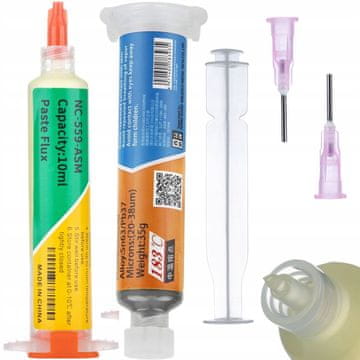 Rosfix Flux fluks v brizgi NC-559-ASM + spajkalna pasta (tekoči kositer) v brizgi XG-Z40 35g
