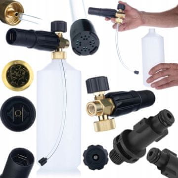 Rosfix Pištola za peno S0401 1000ml za visokotlačni čistilnik G1/4F, šoba 1,23mm + Adapter / adapter za Bosch visokotlačni čistilnik - stari tip na G1/4""M (plastika)