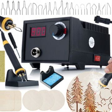Rosfix 60W Pirografska postaja / Gorilnik na drva z zaslonom Rosfix Black Fenix RBB60W + Gobica za spajkalne konice 50x35 mm 1 kos