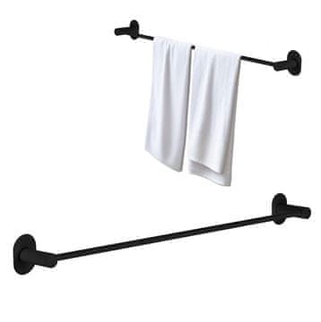 OBEŠALNIK ZA BRISAČE, stenski, samolepilni, na vijak, 61 cm, črne barve