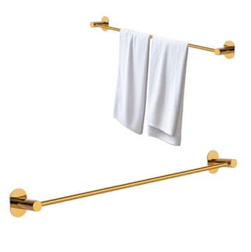 OBEŠALNIK ZA BRISAČE, stenski, samolepilni, na vijak, MIRI, 61 cm, zlat
