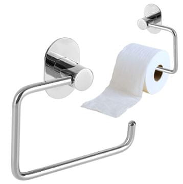 Držalo za toaletni papir za WC, stensko, samolepilno, kromirano, na vijak