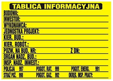 Gradbeni informacijski znak 690 * 460 mm