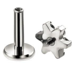 Labret uhan iz titana - roža z belimi cirkoni - TGW-001 1,2/6/6