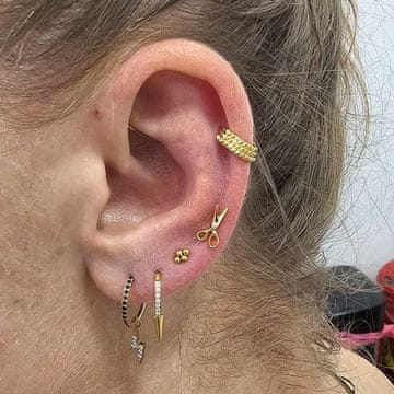 Škarjasta kapica iz titana z belim cirkonom - zlata - TNA-050 1,2 mm
