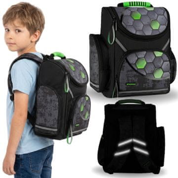 STARPAK Šolski nahrbtnik za fante, ojačan, 18 l, zeleno-črn