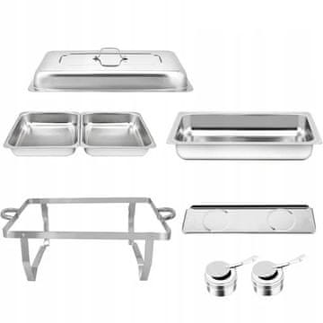 Smania Grelna posoda z dvema predeloma BuffetPro, šefing posoda, chafing dish posoda, 9 L