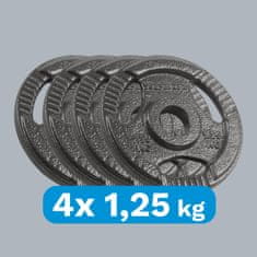 Rebel Komplet uteži iz litega železa 4x1,25 kg, luknja 6 kg, plošča 31 mm z ročaji