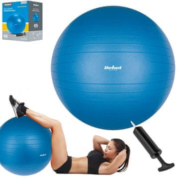 Rebel Rehabilitacijska gimnastična žoga 65 cm z ročno tlačilko, modra, REBEL ACTIVE