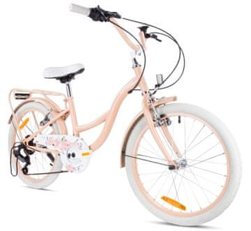 shumee 20-palčno dekliško kolo, Shimano 6-stopenjsko kolo Flower, marelična barva, Sun Baby