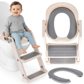 shumee Prevleka za otroško straniščno školjko, lestev, mehak sedež, naslon za noge, bela in siva, Sun Baby