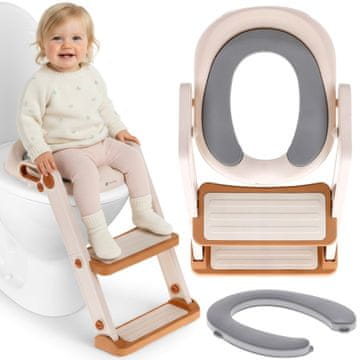 shumee Prevleka za otroško straniščno školjko, lestev, mehak sedež, naslon za noge, belo zlato, Sun Baby