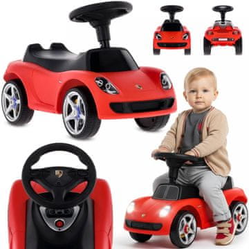 shumee Otroški avtomobilček za vožnjo, lahki avtomobilček Porsche Carrera GT rdeč