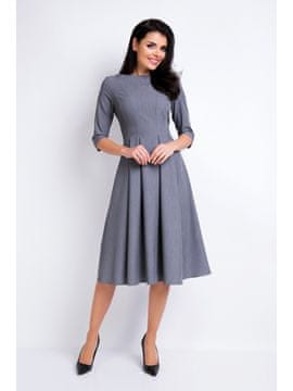 Awama Elegantna midi poslovna obleka z izrezom v obliki čolna in ¾ rokavi, siva XL