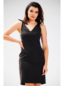 Awama Elegantna oprijeta obleka z V-izrezom, črna XL