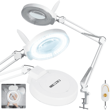 shumee LED kozmetična povečevalna svetilka 24W povečevalna svetilka za trepalnice za mizo bela 83 cm