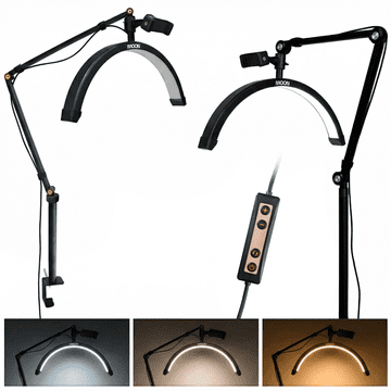 shumee LED kozmetična svetilka MOON Bow 20W za trepalnice za mizo črne barve 42 cm