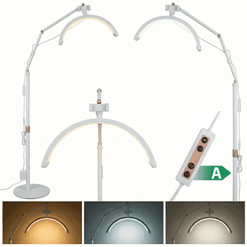 shumee LED kozmetična svetilka MOON Bow 20W za trepalnice, stoječa, bela, 160 cm
