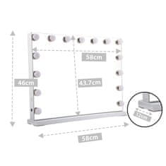 shumee Hollywoodsko kozmetično ličilno ogledalo 58x48 LED zlato