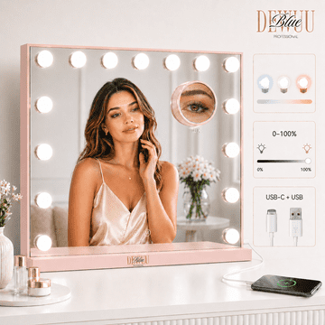 shumee Hollywoodsko kozmetično ličilno ogledalo 58x48 LED roza