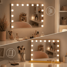 shumee Hollywoodsko kozmetično ličilno ogledalo 58x48 LED zlato