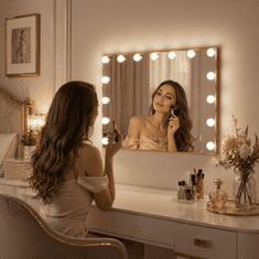 shumee Hollywoodsko kozmetično ličilno ogledalo 58x48 LED zlato