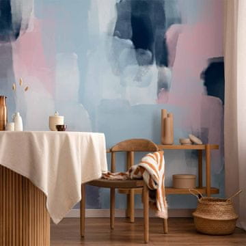 Artgeist Foto tapeta - Harmonične barve - abstrakcija z modrimi in roza oblikami