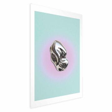 Artgeist Plakat - Kovinska oblika - abstraktna skulptura na metinem ozadju z vijoličnim sijem