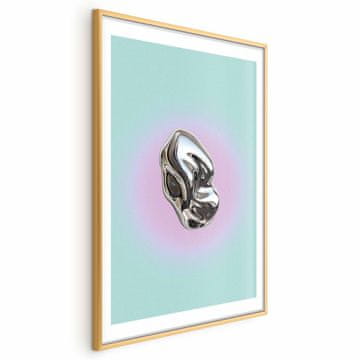 Artgeist Plakat - Kovinska oblika - abstraktna skulptura na metinem ozadju z vijoličnim sijem