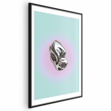 Artgeist Plakat - Kovinska oblika - abstraktna skulptura na metinem ozadju z vijoličnim sijem
