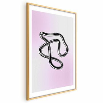 Artgeist Plakat - Srebrne zapletenosti - tekoča kovinska figura na gradientnem ozadju