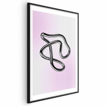 Artgeist Plakat - Srebrne zapletenosti - tekoča kovinska figura na gradientnem ozadju