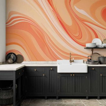 Artgeist Foto tapeta - abstrakcija breskve - abstrakcija z gladko prehajajočimi barvami v oranžnih tonih/breskvino ozadje