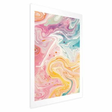 Artgeist Plakat - Barvit kaos - dinamične oblike v odtenkih roza, rumene in modre