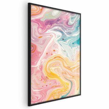 Artgeist Plakat - Barvit kaos - dinamične oblike v odtenkih roza, rumene in modre