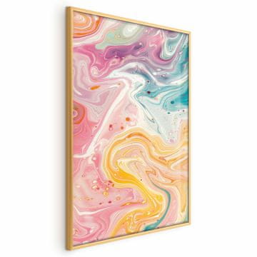 Artgeist Plakat - Barvit kaos - dinamične oblike v odtenkih roza, rumene in modre