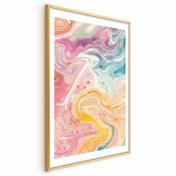 Artgeist Plakat - Barvit kaos - dinamične oblike v odtenkih roza, rumene in modre
