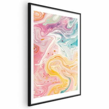 Artgeist Plakat - Barvit kaos - dinamične oblike v odtenkih roza, rumene in modre