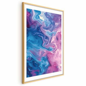 Artgeist Plakat - Nočni tokovi - abstraktni valovi v odtenkih modre in vijolične