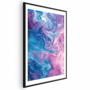 Artgeist Plakat - Nočni tokovi - abstraktni valovi v odtenkih modre in vijolične