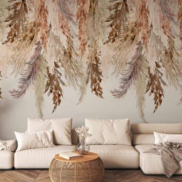 Artgeist Foto tapeta - Minimalistična boho pokrajina - viseči listi v bež barvah