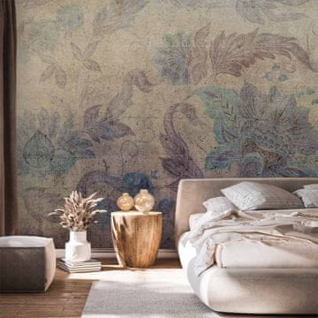 Artgeist Foto tapeta - Cvetlični okraski - rastlinski motiv z vintage ornamenti