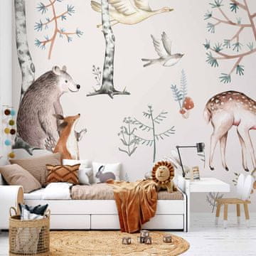 Artgeist Foto tapeta - Gozdna dežela z živalmi, poslikanimi z akvareli