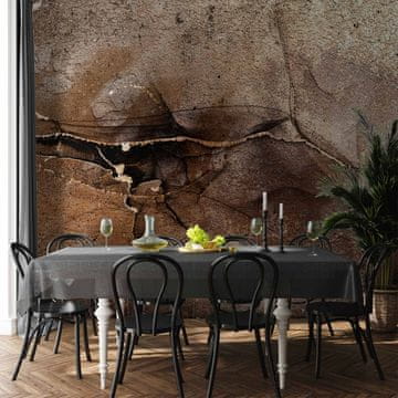 Artgeist Foto tapeta - Abstrakcija kamna - rjavo-bež vzorec v slogu razpokanega kamna