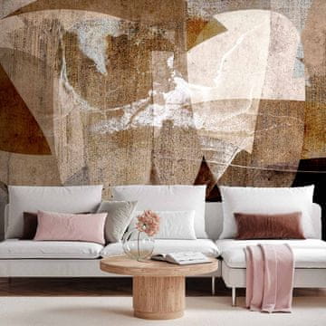 Artgeist Foto tapeta - Geometrijska abstrakcija z oblikami - kompozicija v rjavih barvah