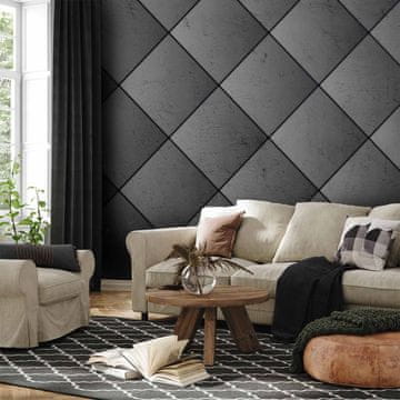 Artgeist Foto tapeta - Siva simetrija - geometrijski vzorec v betonskem vzorcu s črnimi fugami