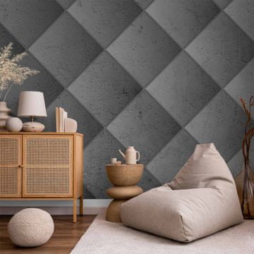 Artgeist Foto tapeta - Siva simetrija - geometrijski vzorec v betonskem vzorcu s svetlimi spoji