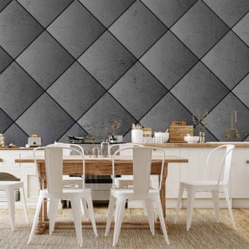 Artgeist Foto tapeta - Siva simetrija - geometrijski vzorec v betonskem vzorcu s črnimi fugami